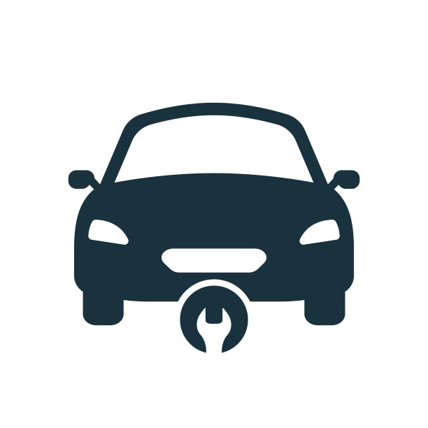 汽车修理服务剪影图标。汽车维修概念与扳手图标。车辆运输技术援助。汽车机械维修象形文字。孤立的矢量图图片下载