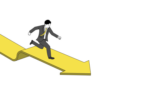 经营商人上箭头，黄灰插图，矢量，拷贝空间图片下载