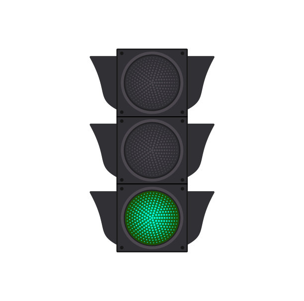 图标描绘了典型的水平交通信号，中间有绿灯，中间有孤立的矢量插图图片下载