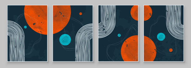 抽象插图在最小风格的墙壁装饰背景。中世纪现代极简艺术版画。放荡不羁的墙壁装饰。矢量图图片下载