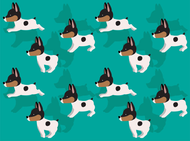 狗玩具狐狸梗大衣动画无缝墙纸背景图片下载