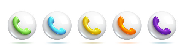 套3d现实电话图标在不同的颜色变化。最小和现代设计的现实矢量。三维向量元素集。图片下载