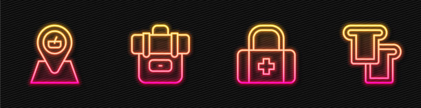 野餐地点徒步旅行，设置线急救箱图片下载