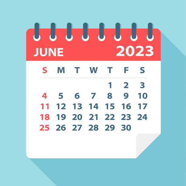 2023年6月日历叶子-矢量插图图片下载