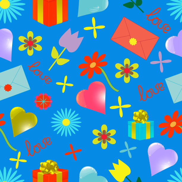 无缝图案的情人节主题图片下载