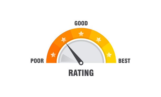 评分量表、图解模板、满意度量表。评级的星星。最小到最大指示器矢量插图图片下载