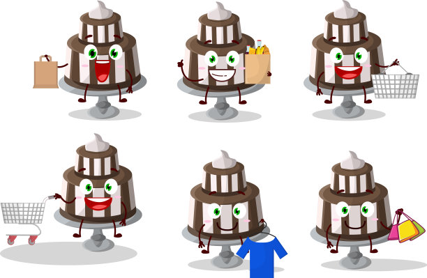 吉祥物设计风格浓郁，巧克力蛋糕香甜图片下载