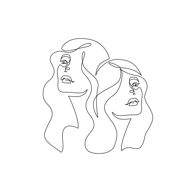 占星双子座星座一线画图片下载