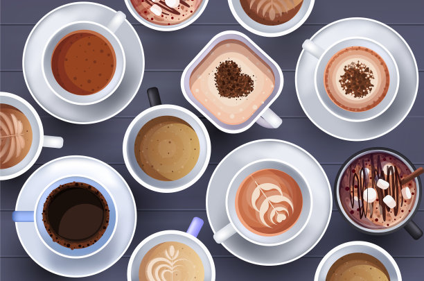 设置不同标志的现实咖啡热图片下载