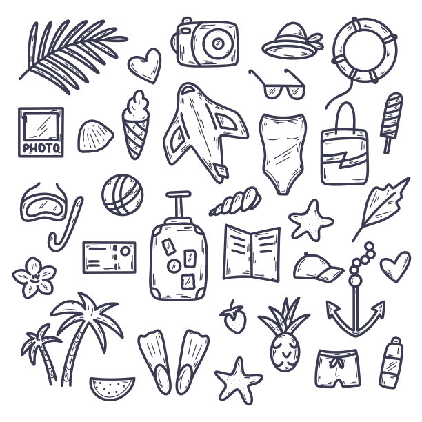 设置暑假涂鸦风格的图标图片下载