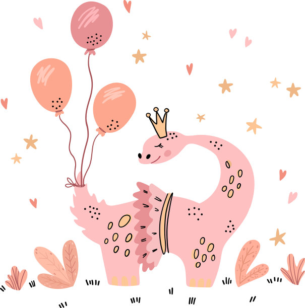 一只带着气球的节日恐龙图片下载