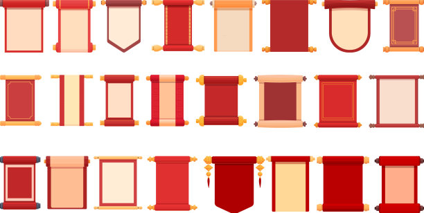 中国节日卷轴图标集卡通图片下载