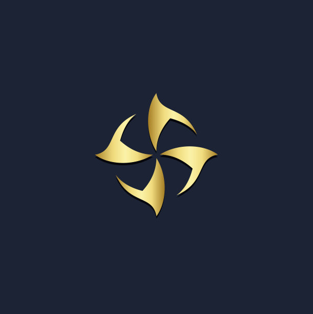 金色圆形抽象星形logo图片下载