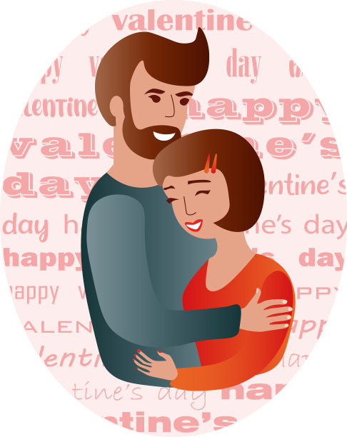 年轻的一对拥抱在字母背景快乐图片下载