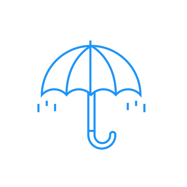 湿伞-现代蓝色线条设计风格图标图片下载