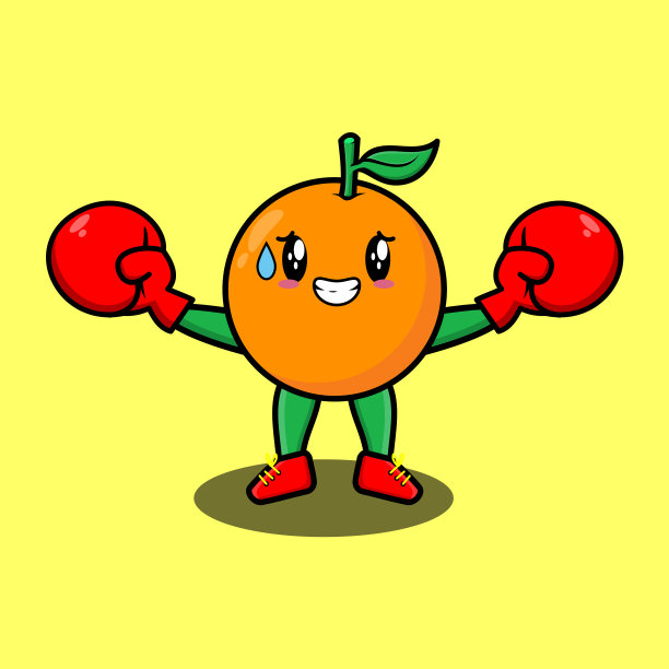 可爱的橙色卡通运动拳击手套图片下载