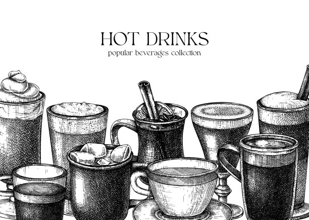 酒吧菜单设计模板横幅与热饮图片下载