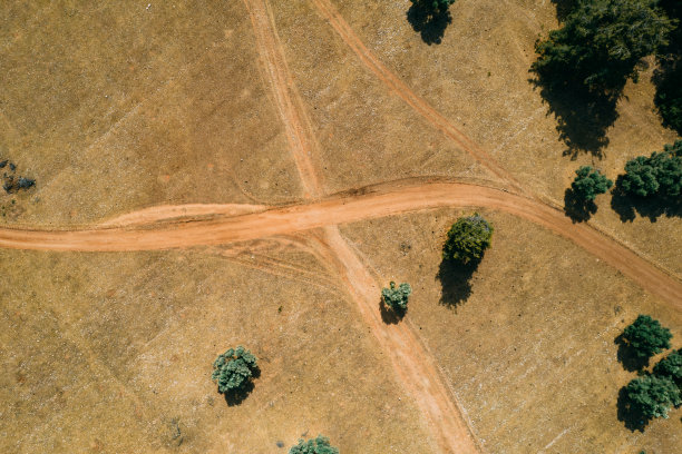 鸟瞰图村地的车辙图片下载