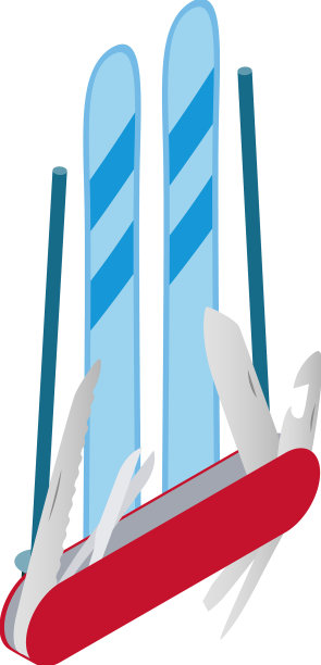 瑞士标志图标等距滑雪设备图片下载