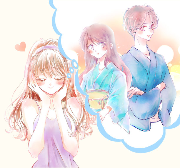 手绘可爱的女人插图图片下载