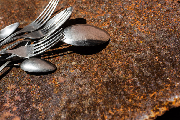 生锈的背景，叉子勺子图片下载