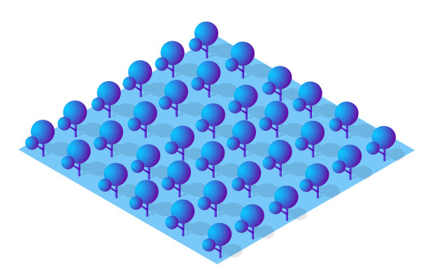 立体公园，夏天有一棵蓝色的树图片下载