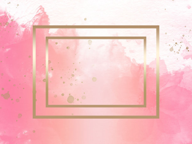 粉红色水彩背景与金色框架与文字空间图片下载