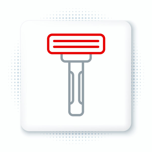 线条剃须剃须刀图标孤立在白色图片下载