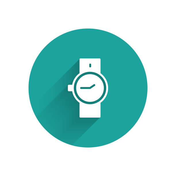 白色腕表图标与长阴影隔离图片下载