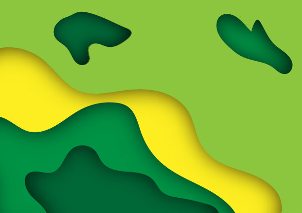 剪纸黄色横幅海报抽象背景背景曲线波浪矢量插图图片下载