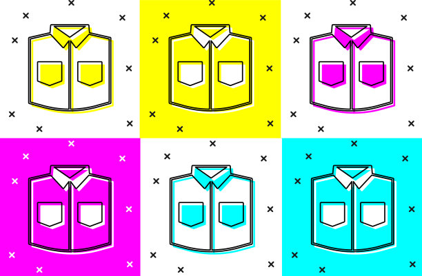 将衬衫图标隔离在彩色背景上图片下载