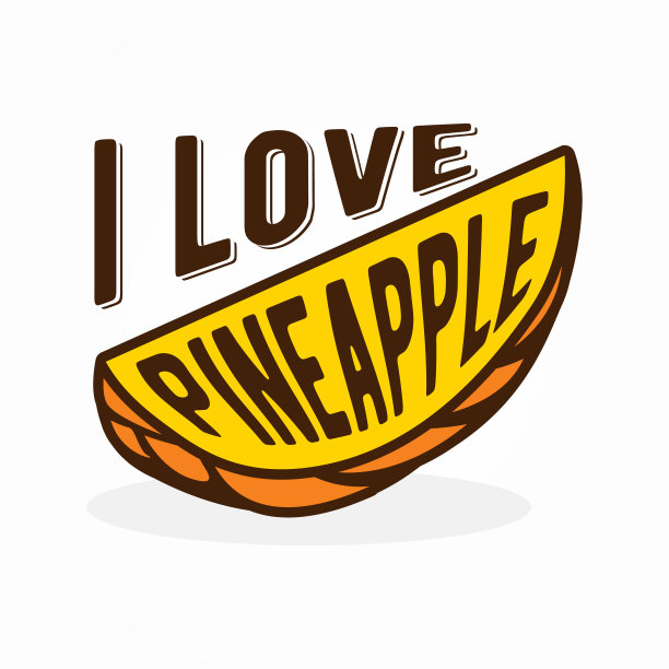 我爱菠萝印刷字体和抽象菠萝图片下载