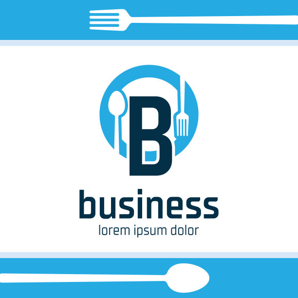 字母B食品和饮料标志设计，餐厅，咖啡馆图标插图孤立在白色背景图片下载