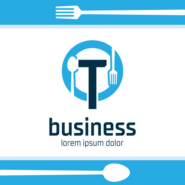 字母T食品和饮料标志设计，餐厅，咖啡馆图标插图孤立在白色背景图片下载