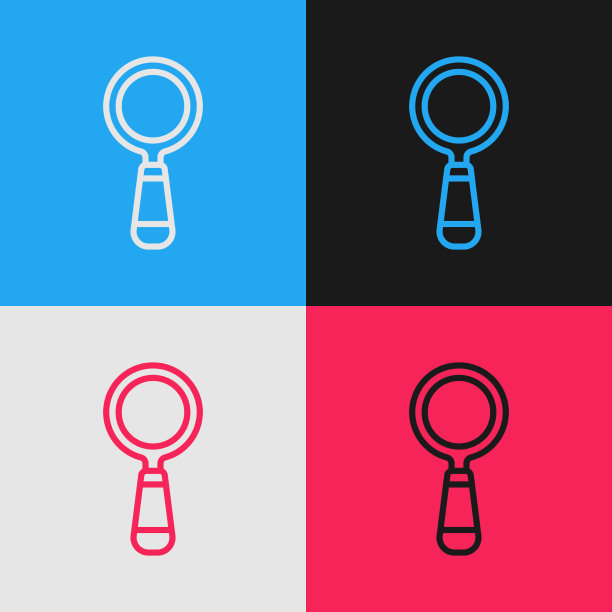 波普艺术线放大镜图标孤立上图片下载