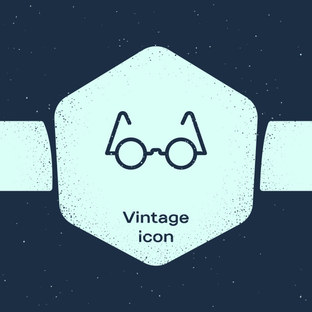 Grunge线眼镜图标孤立的蓝色图片下载