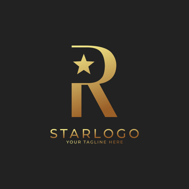 抽象首字母r星logo金色一个字母图片下载