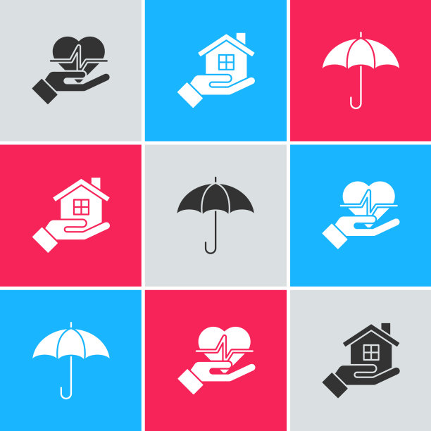 手置房屋和雨伞，设人寿保险图片下载