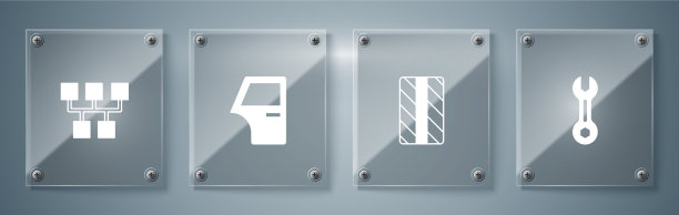 设置扳手，扳手，汽车，轮胎，车轮，车门和齿轮图片下载