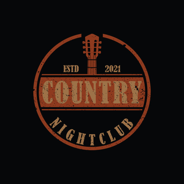 乡村吉他音乐西部复古复古的标志图片下载