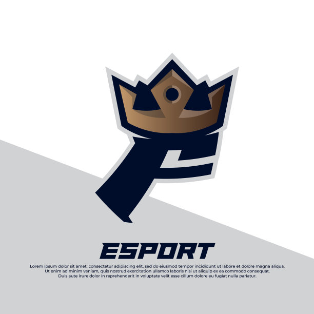 皇冠标志以字母F设计模板，玩家风格孤立在白色背景，国王图标图片下载