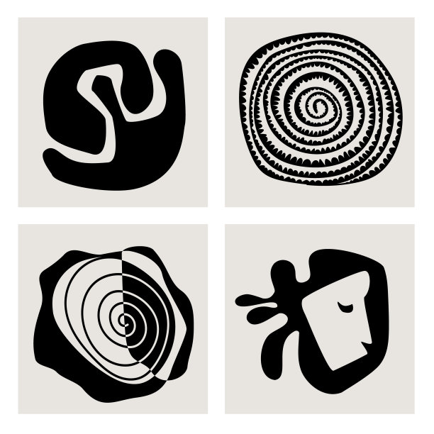 现代抽象形状和形式的方形墙艺术版画集，矢量插图图形图片下载