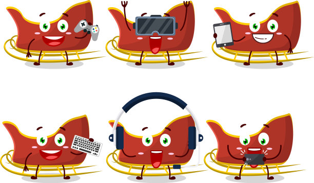 卡通人物雪战车正在玩游戏图片下载