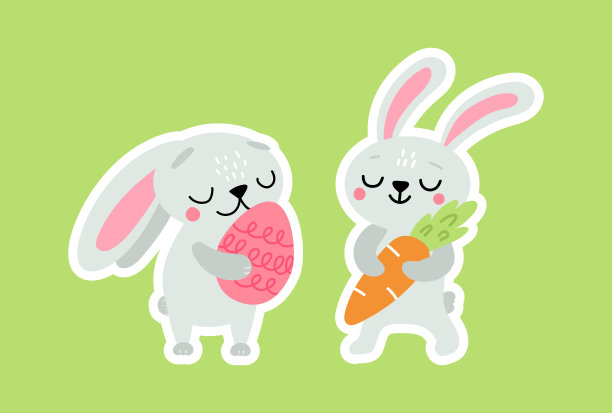 复活节小兔子贴纸图片下载