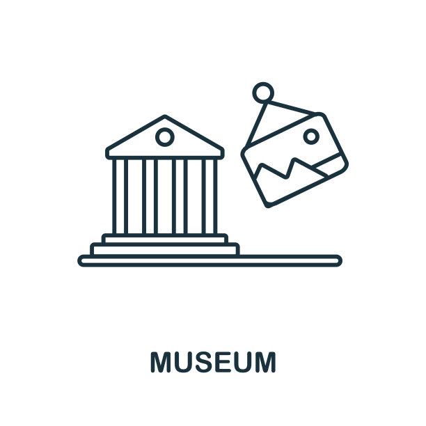 来自大城市生活的博物馆图标线元素图片下载