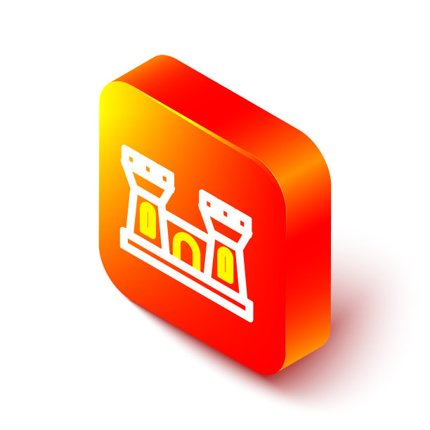 等距线沙堡图标孤立在白色图片下载