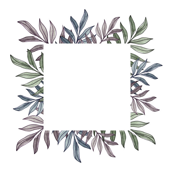 水彩抽象花架与枝叶。图片下载