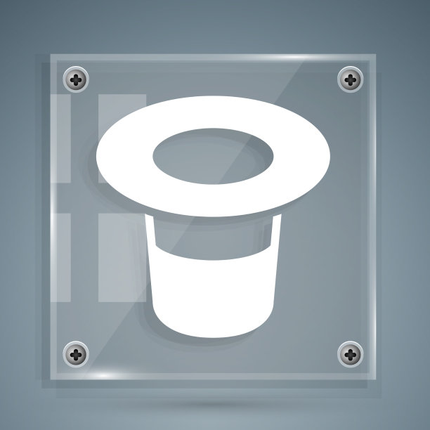 白色魔法帽子图标孤立在灰色背景图片下载