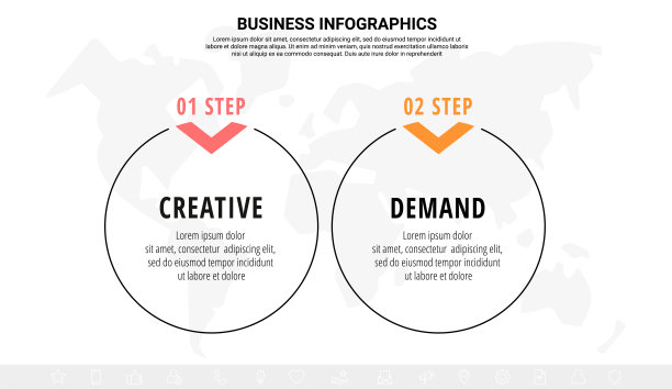 矢量线信息图模板为两个箭头和圆圈图片下载