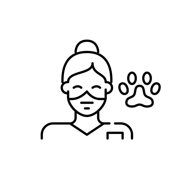 兽医护士。戴着外科口罩的年轻女孩。像素完美，可编辑的笔画线图片下载